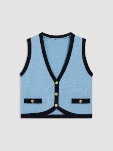 Contrast Trim V-Neck Sweater Vest sold by Aha Selected