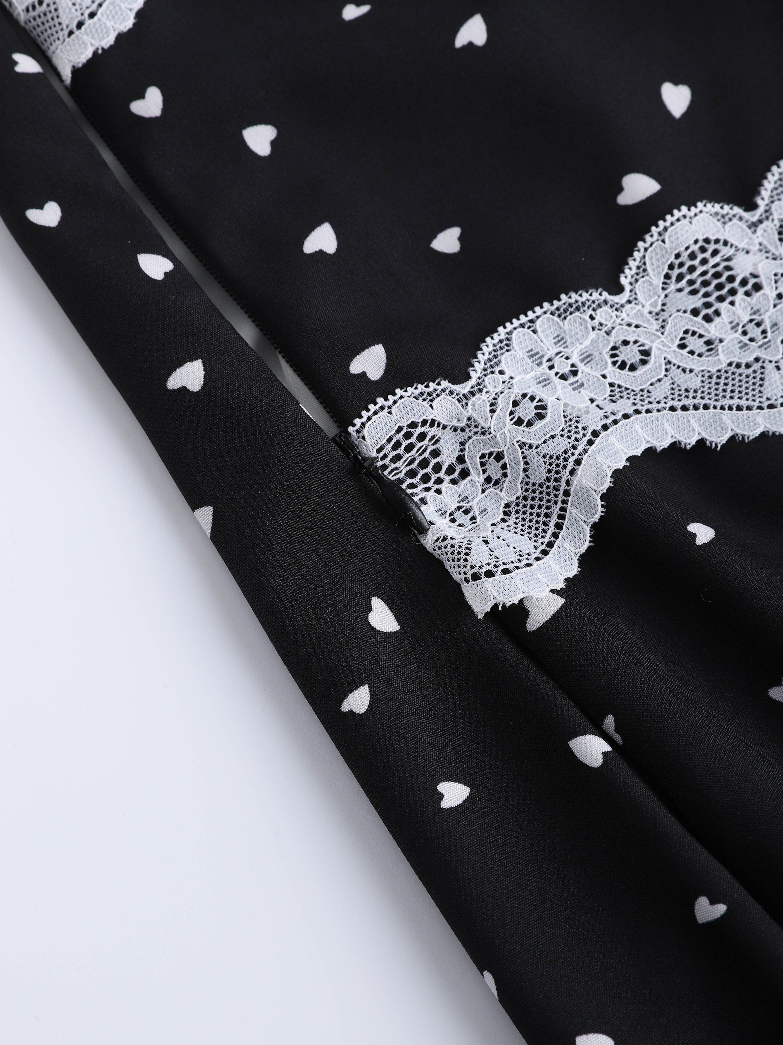 Floral Print Polka Dot Spliced Lace Trim Cami Maxi Dress sold by Aha Selected product image thumbnail 5