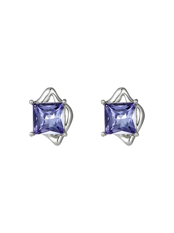 Purple Zircon Square Earrings sold by Aha Selected