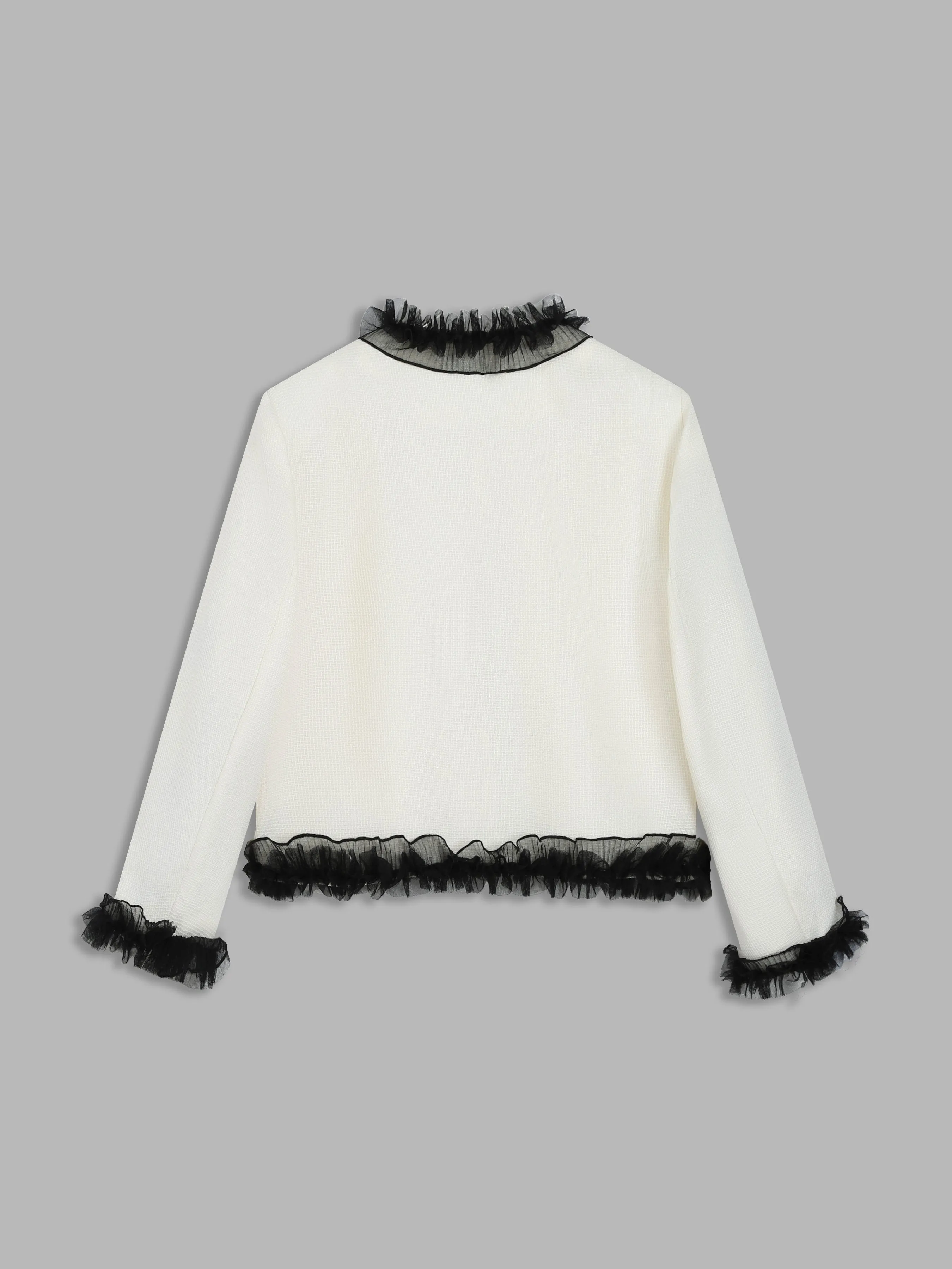 Mesh Contrast Lace Trim Jacket sold by Aha Selected product image thumbnail 2