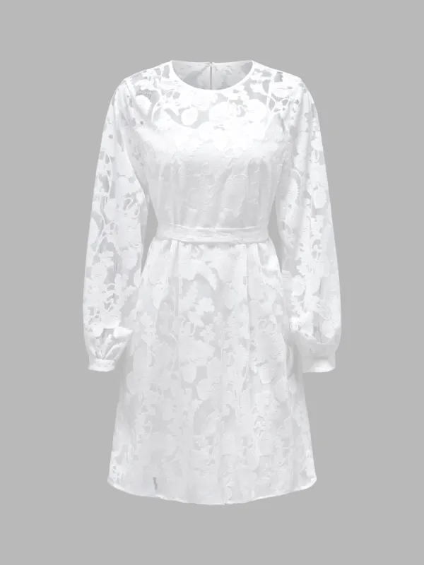 Jacquard Tie Waist Dress sold by Aha Selected