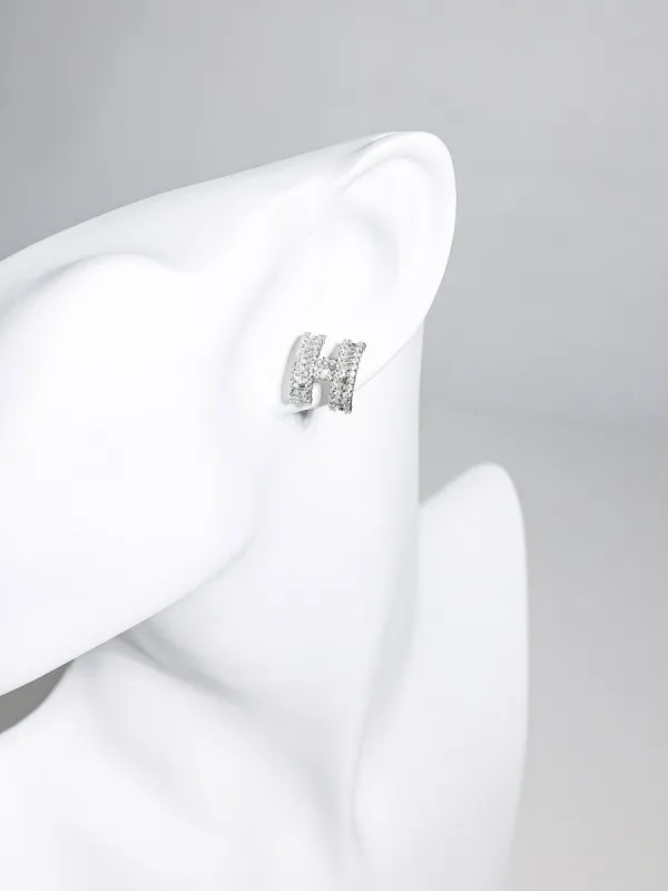 H Diamond Silver Earrings sold by Aha Selected
