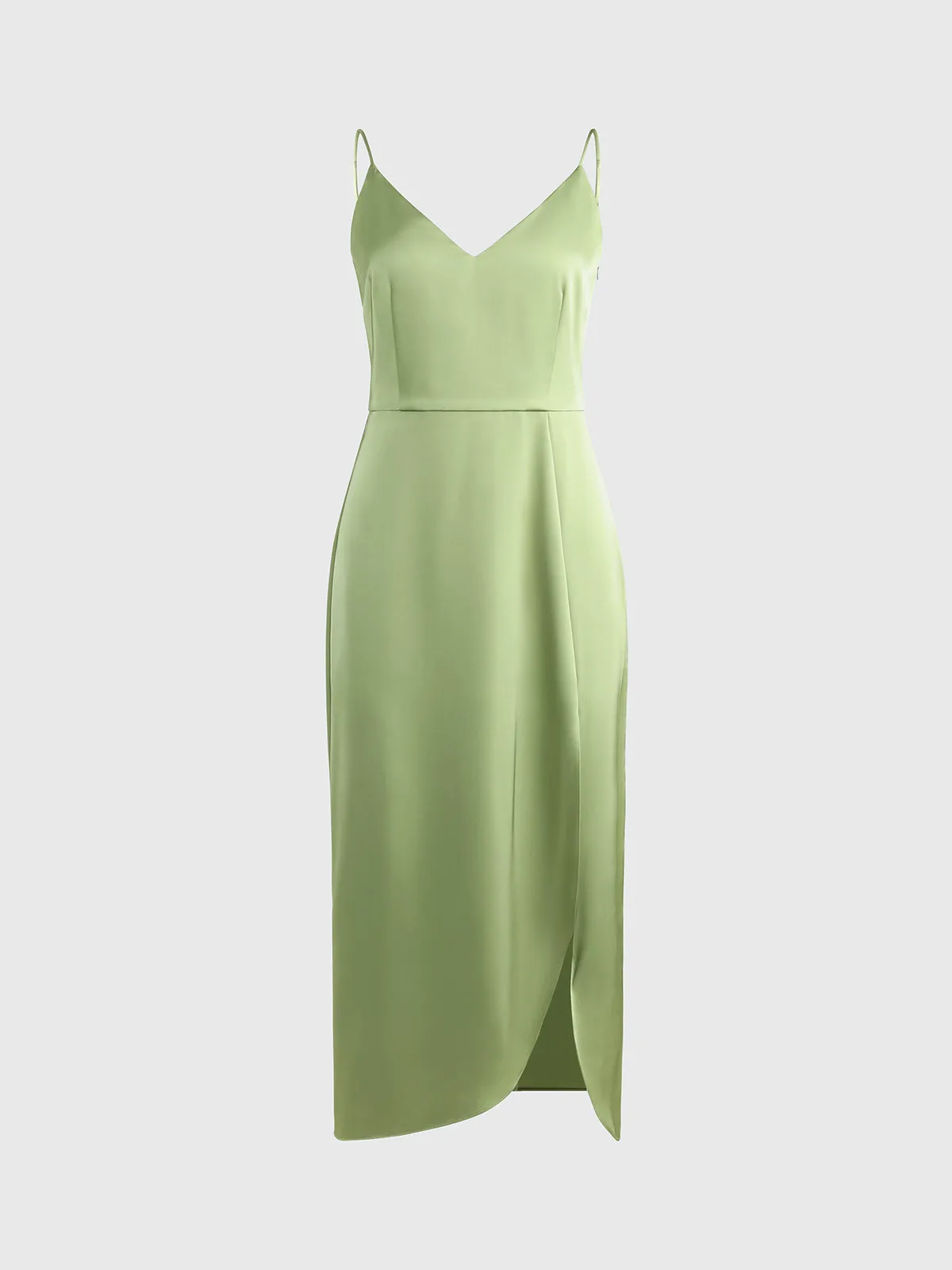 Elegant V Neck Silk Midi Graduation Dress sold by Aha Selected