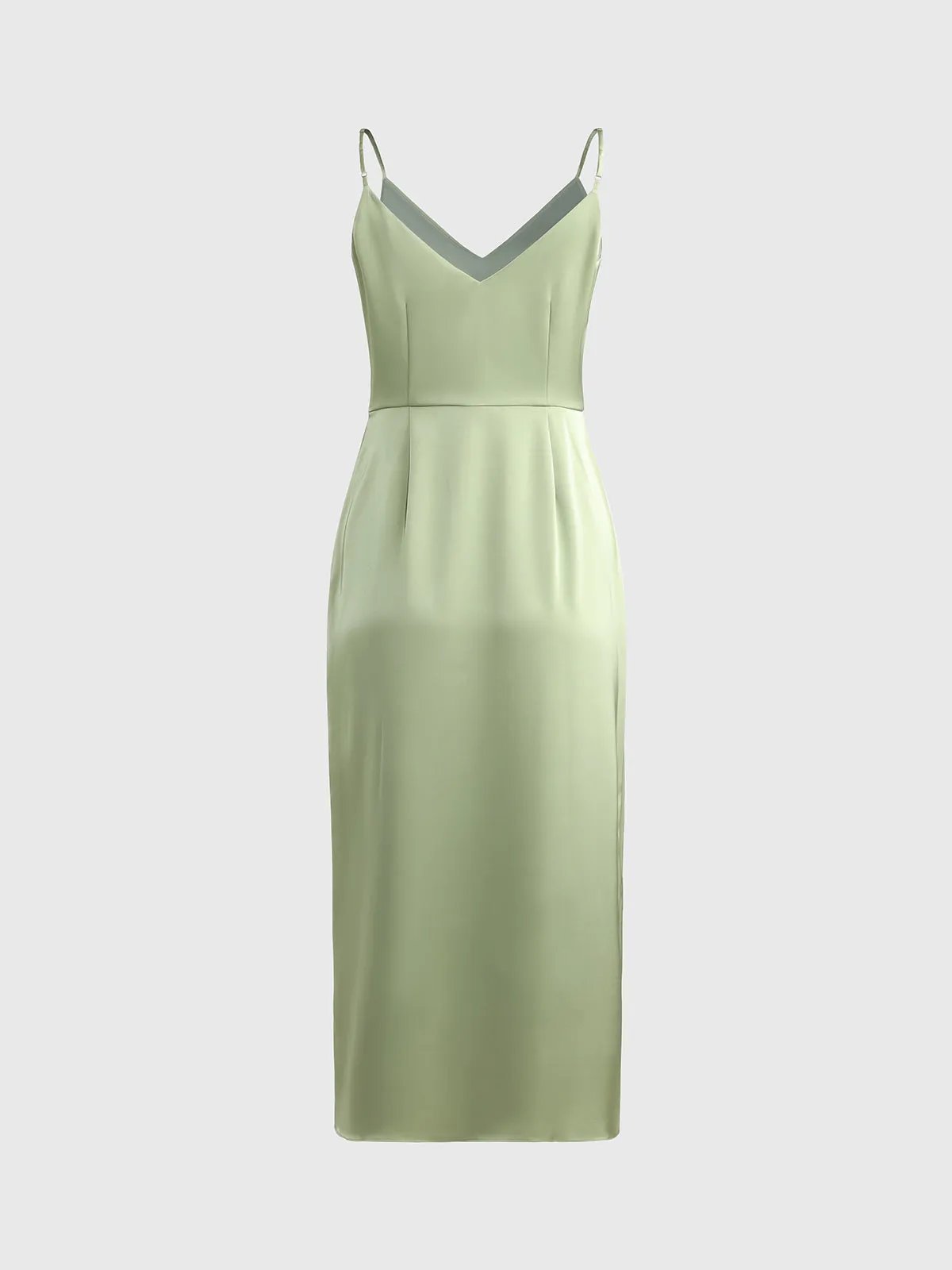 Elegant V Neck Silk Midi Graduation Dress sold by Aha Selected product image thumbnail 4
