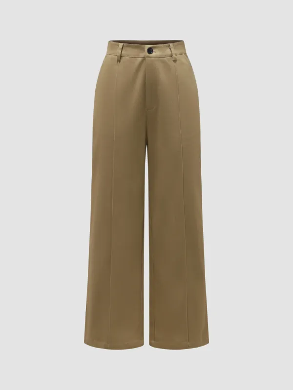 Women's High Waisted Wide Leg Twill Pants sold by Aha Selected