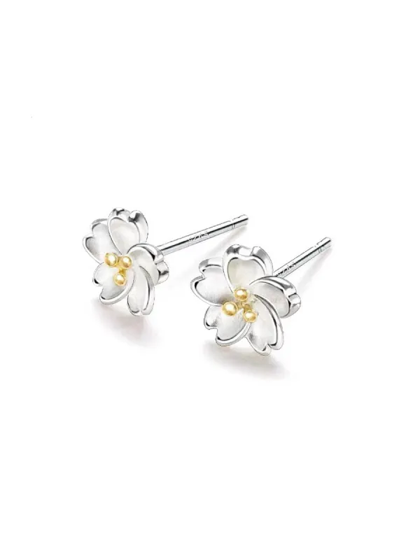 S925 Sterling Silver Cherry Blossom Earrings sold by Aha Selected