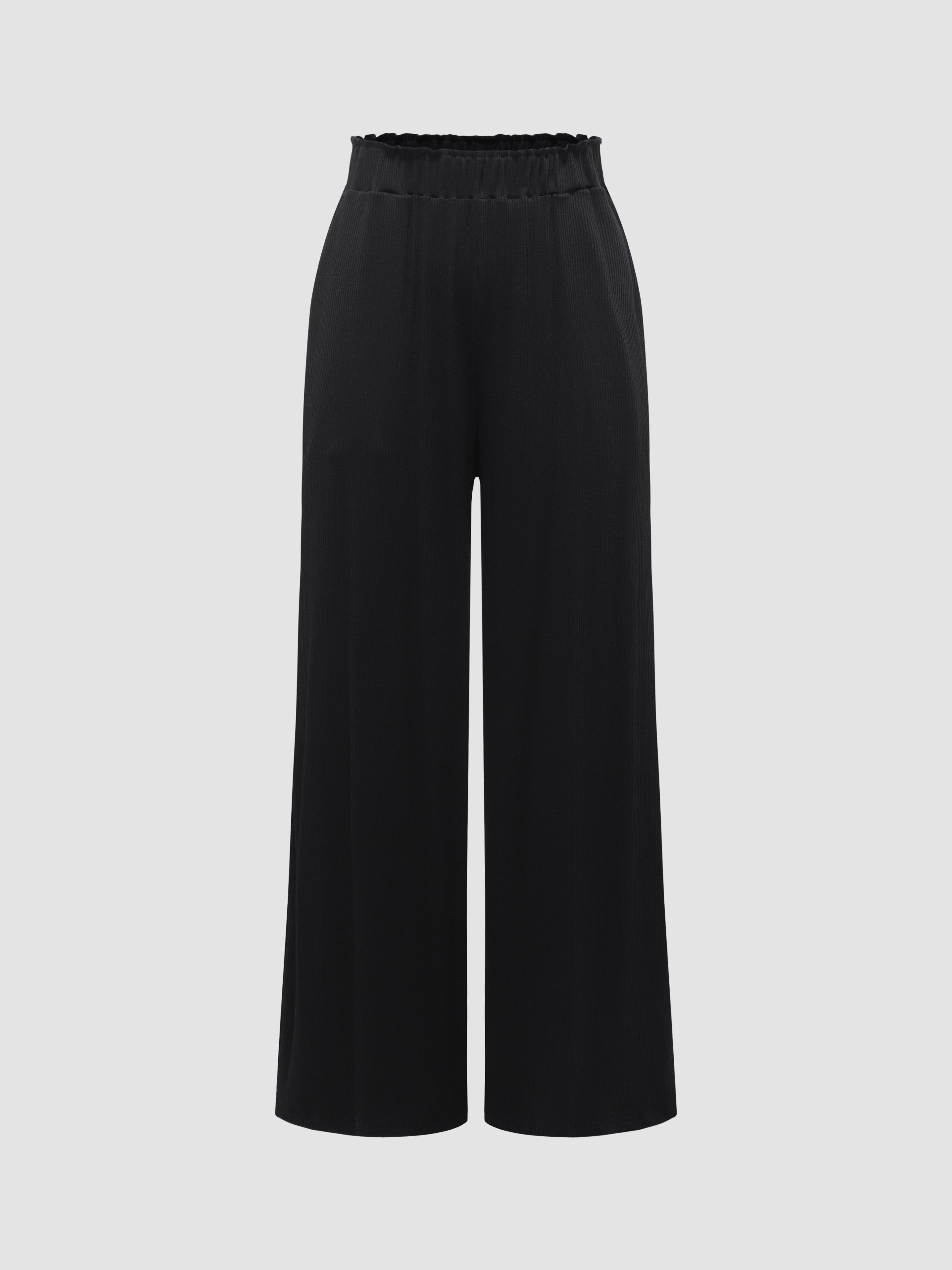 Ribbed Drawstring Wide Leg Pants sold by Aha Selected