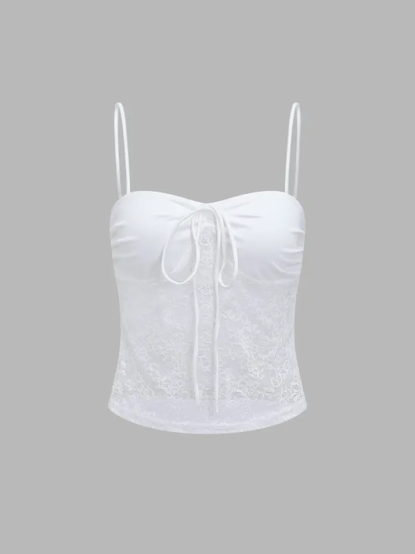 Elegant Lace & Satin High Neck Cami sold by Aha Selected
