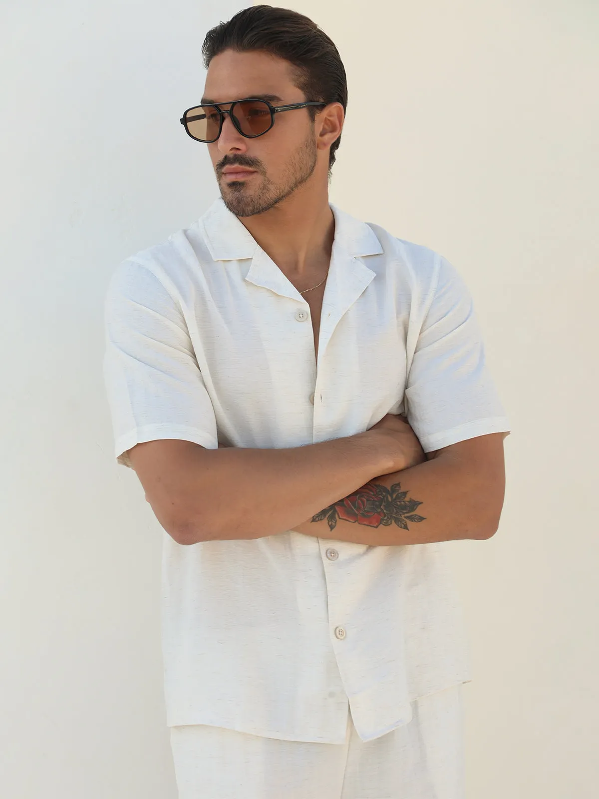 Set : Linen Hawaiian Shirt +Short Ivory sold by Aha Selected product image thumbnail 5