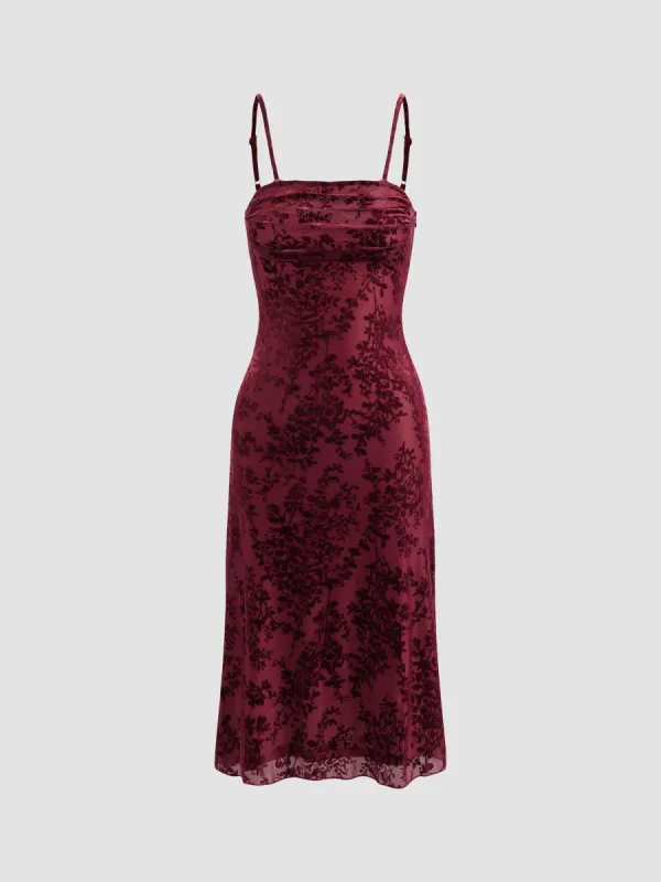 Lace Floral Velvet Ruched Strapless Dress sold by Aha Selected