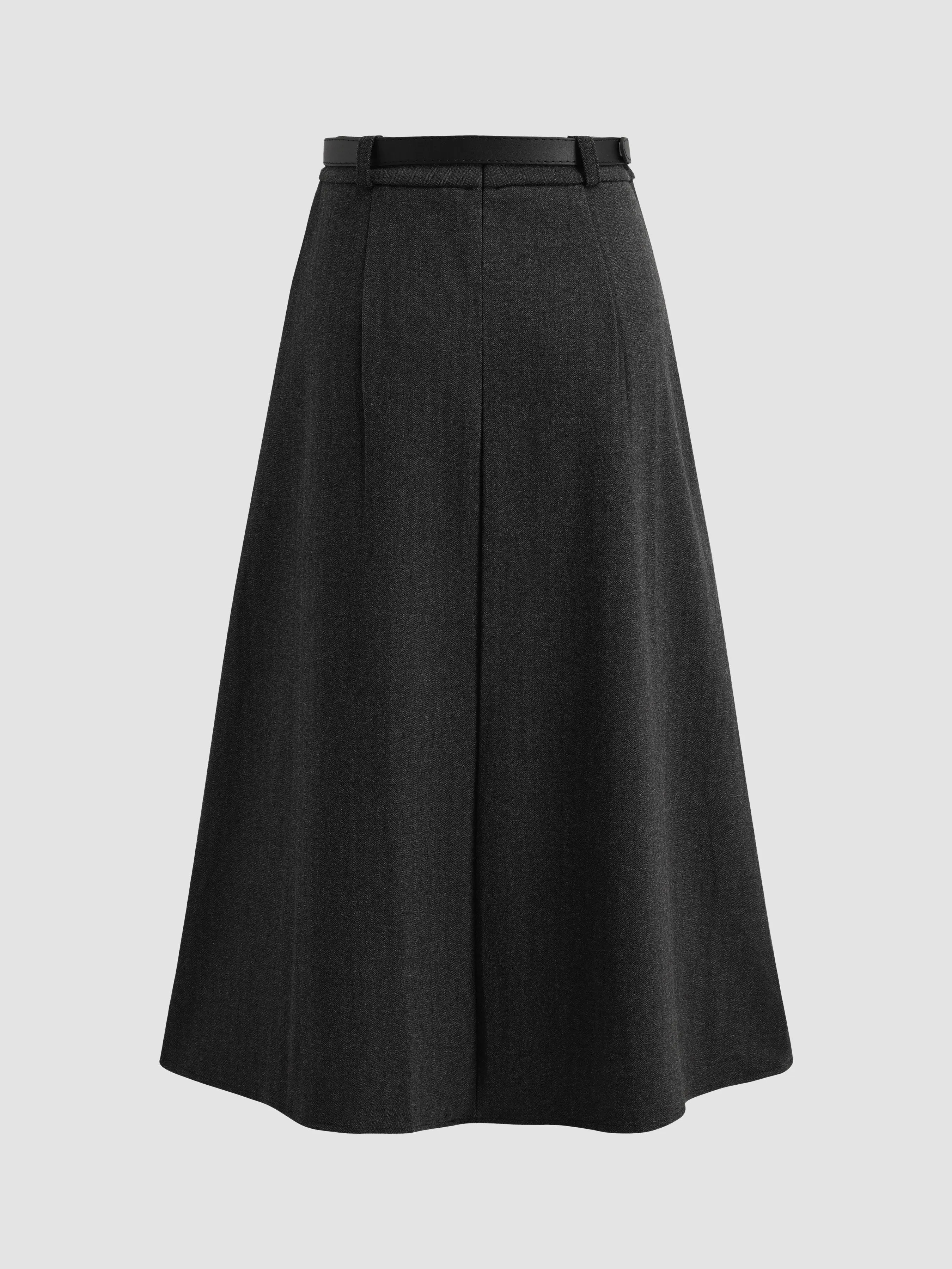 Solid Color A-line Pleated Long Skirt sold by Aha Selected product image thumbnail 5