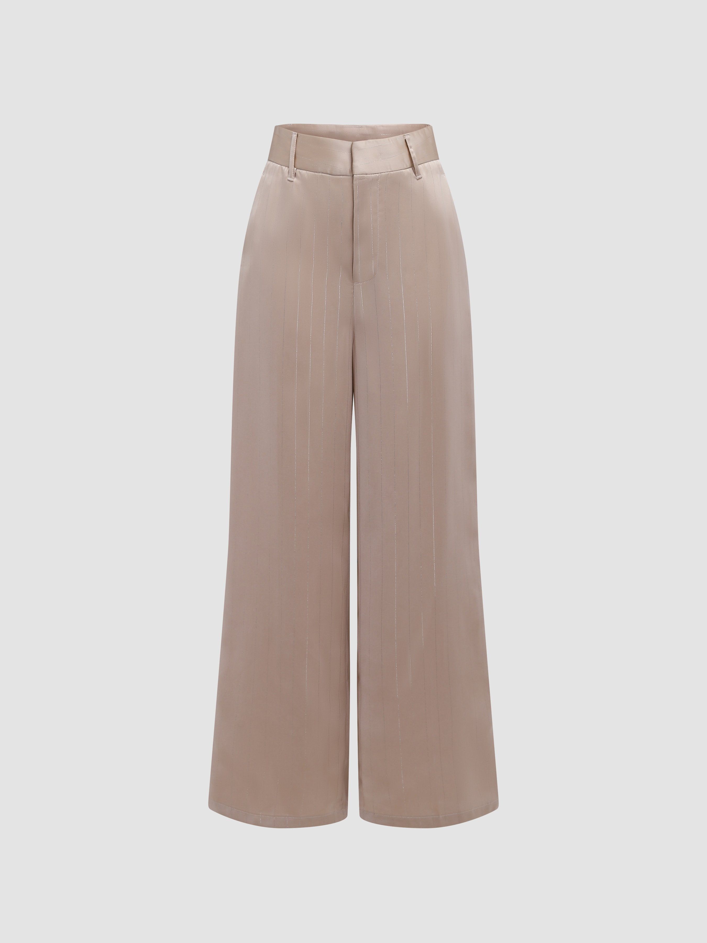Satin Striped Wide Leg Pants sold by Aha Selected