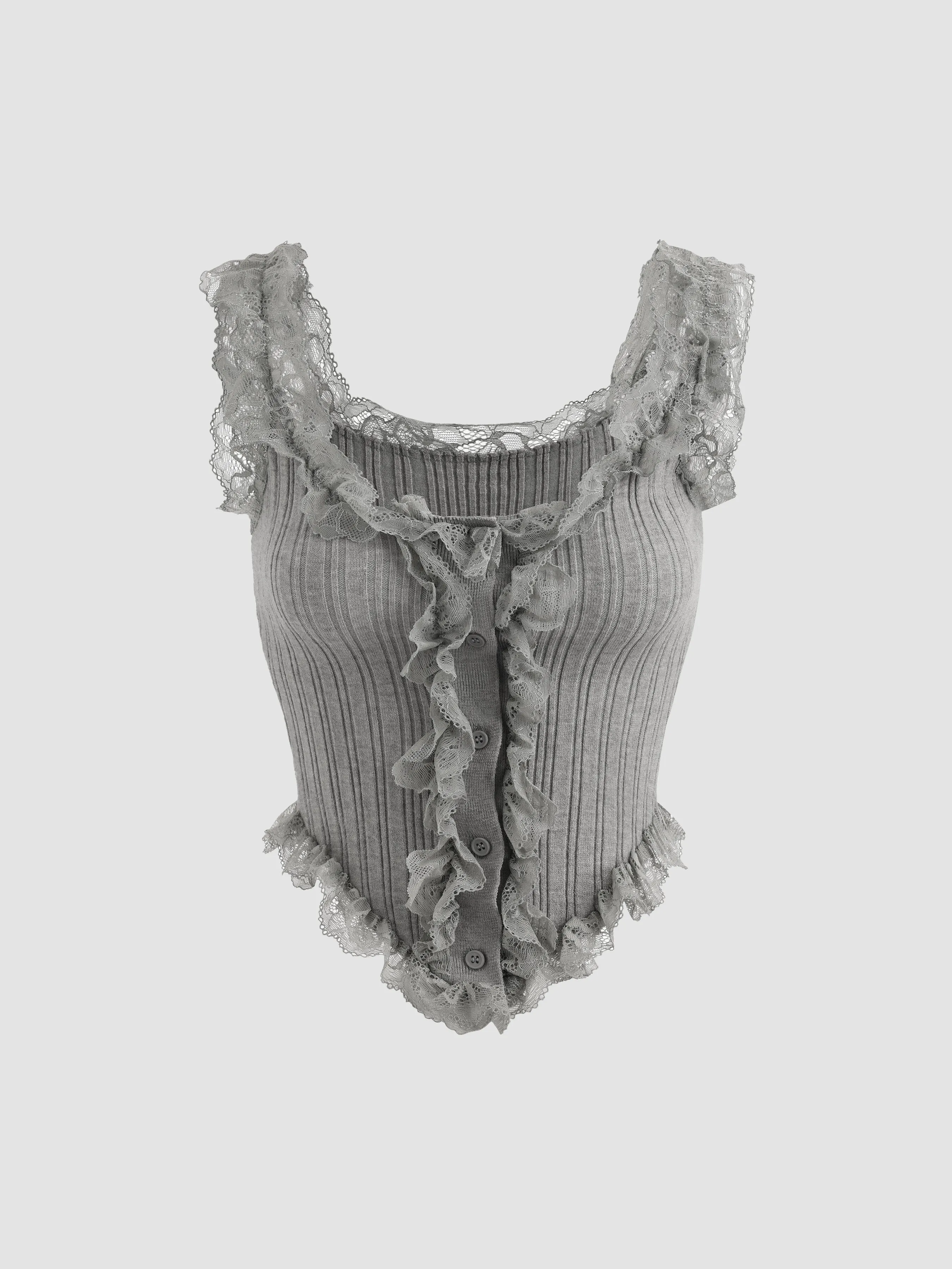 Women's Lace Trimmed Knitted Vest sold by Aha Selected product image thumbnail 3