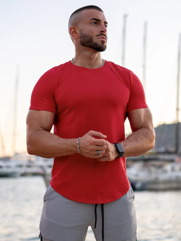 Kore Curved Hem T-shirt Muscle Fit Tech Crew Neck sold by Aha Selected