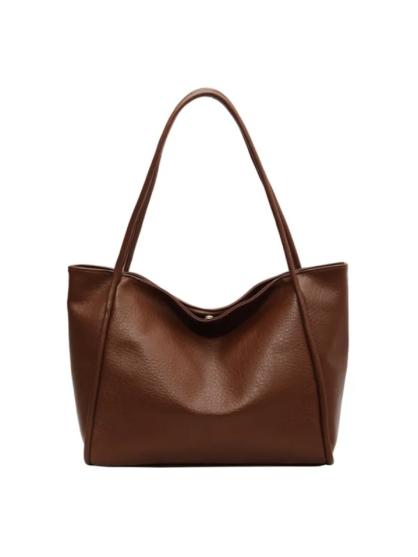 Solid Soft Versatile Shoulder Tote Bag sold by Aha Selected