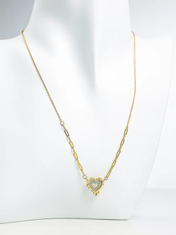 Asymmetrical Gold Necklace With Heart Shape sold by Aha Selected