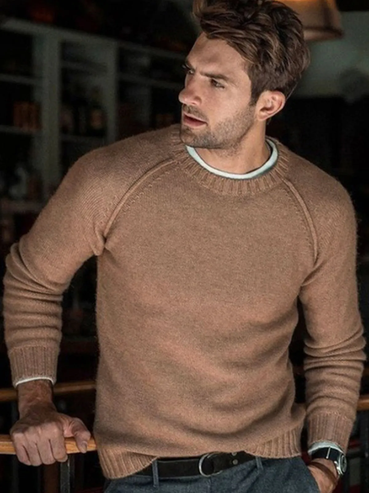 Crewneck Raglan Pullover Sweater sold by Aha Selected