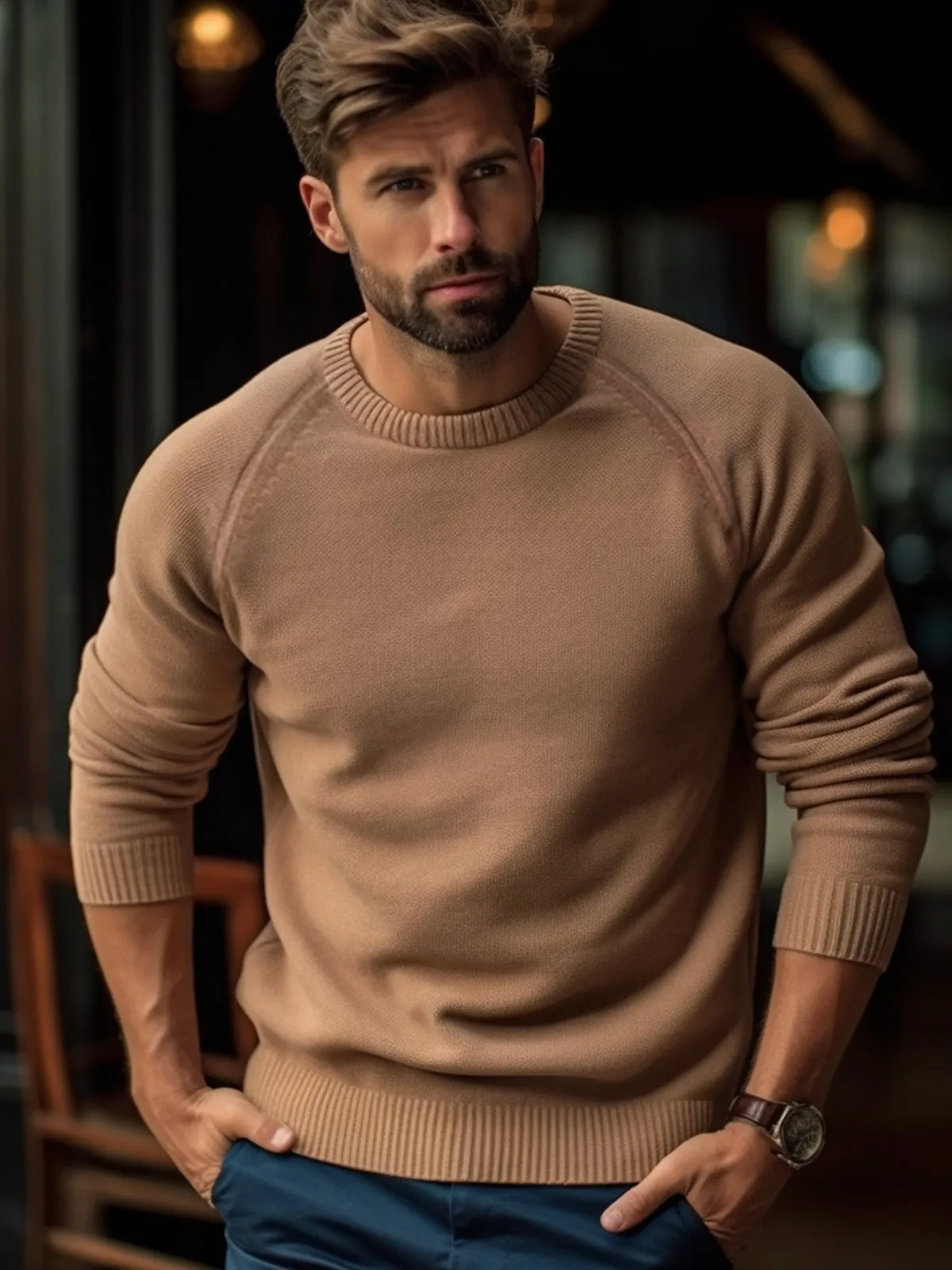 Crewneck Raglan Pullover Sweater sold by Aha Selected product image thumbnail 4