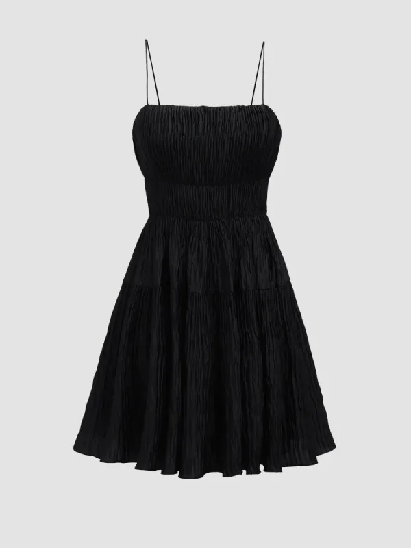 Elegant Textured Spaghetti Strap Midi Dress sold by Aha Selected