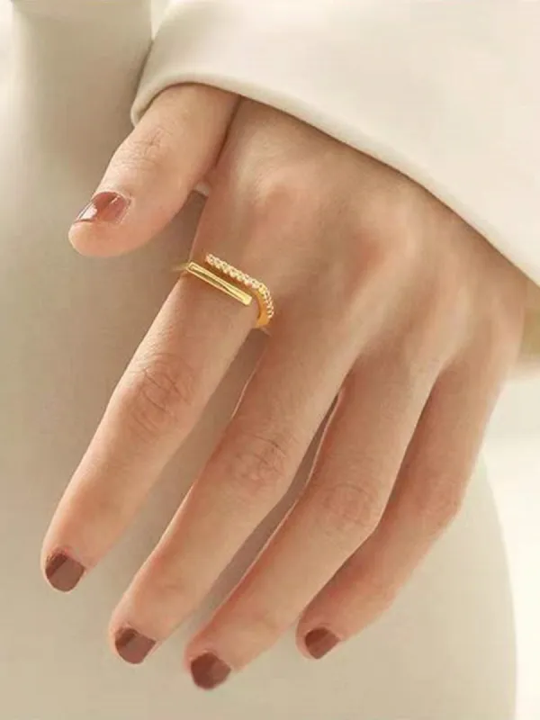 Diamond Geometric 925 Silver Adjustable Ring sold by Aha Selected