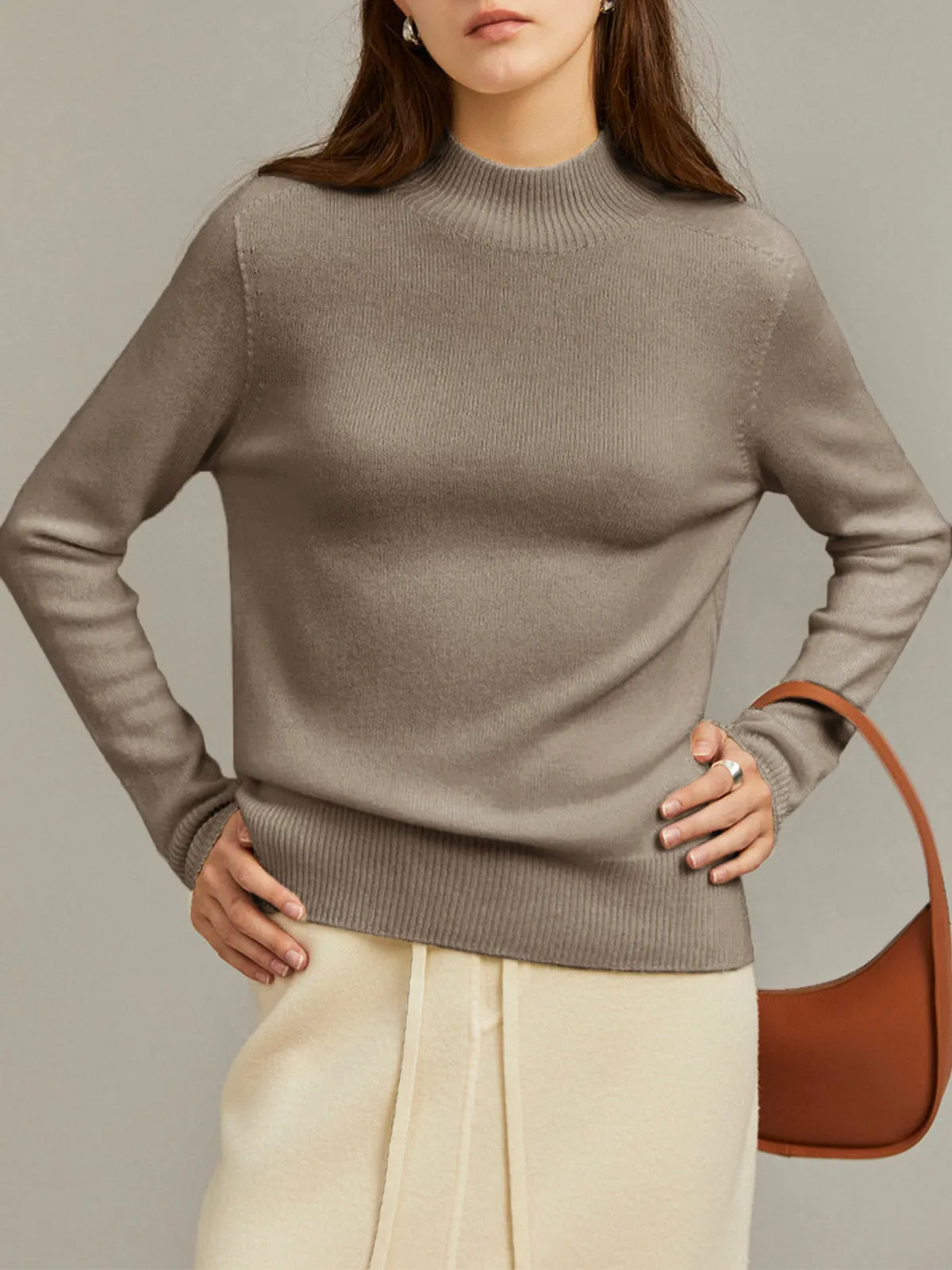 100% Merino Wool Mock Neck Sweater sold by Aha Selected