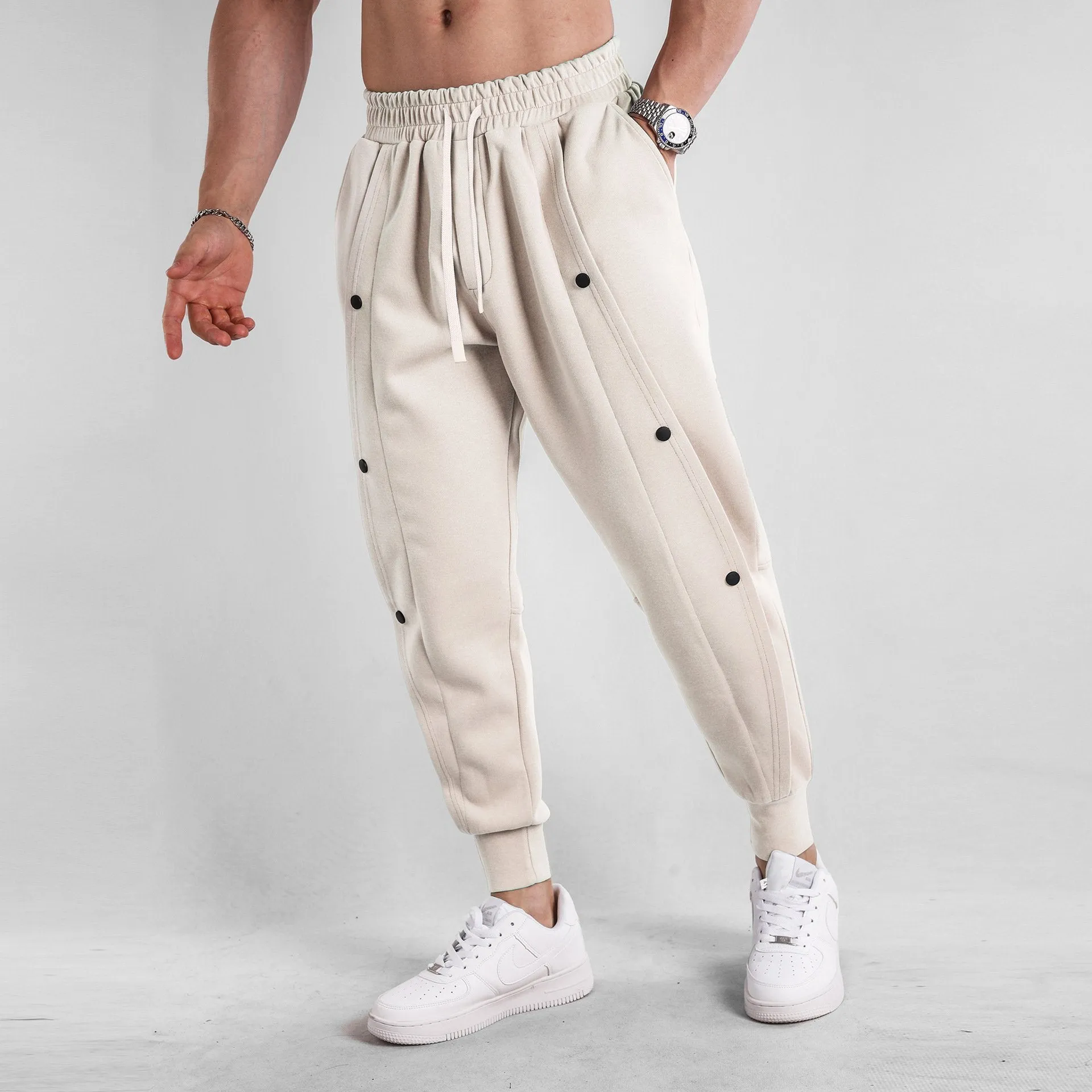 Loose Fit Tapered Sweatpant Button Jogger sold by Aha Selected product image thumbnail 2