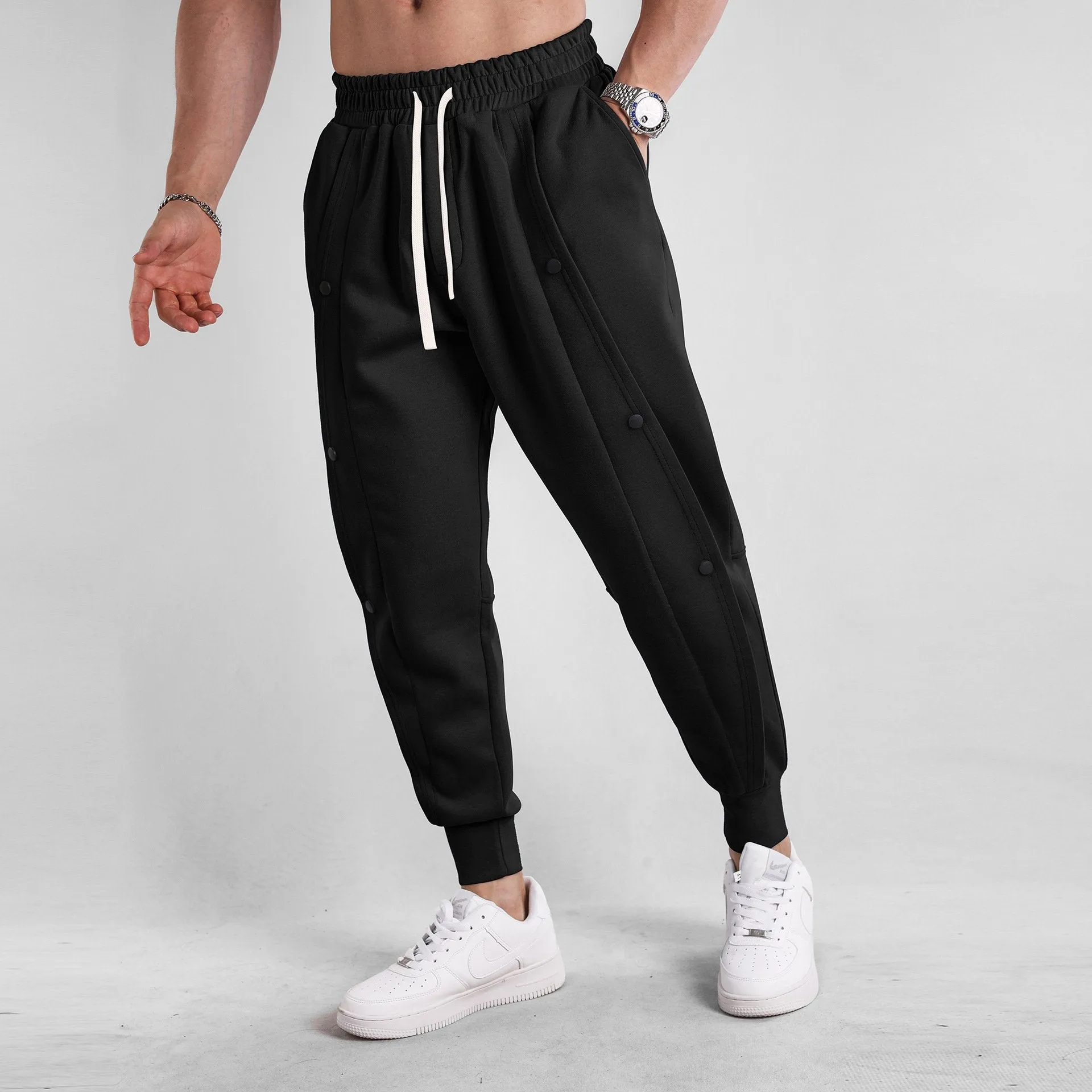 Loose Fit Tapered Sweatpant Button Jogger sold by Aha Selected product image thumbnail 3