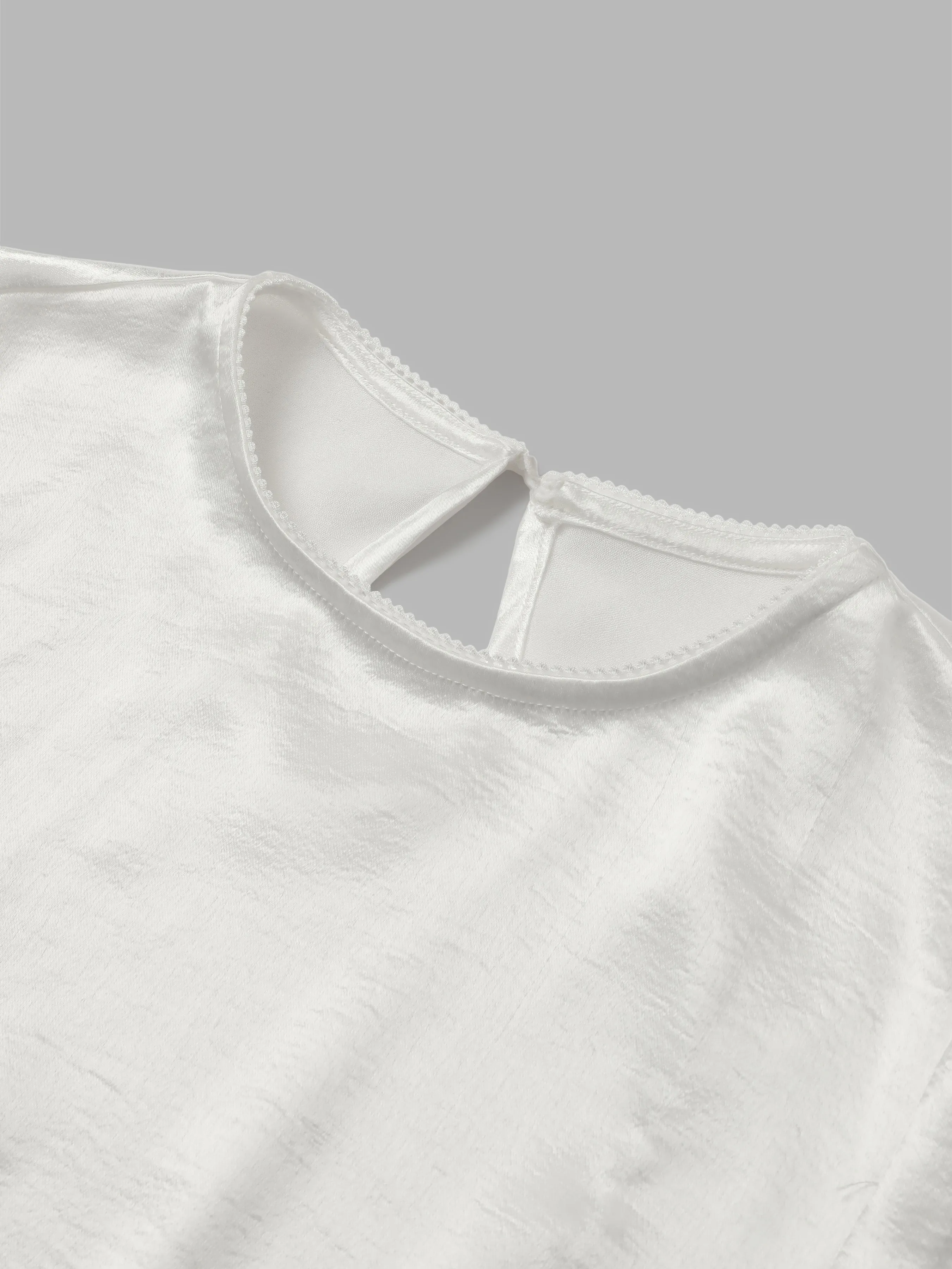 Satin Round-Neck Long-Sleeve Top sold by Aha Selected product image thumbnail 4