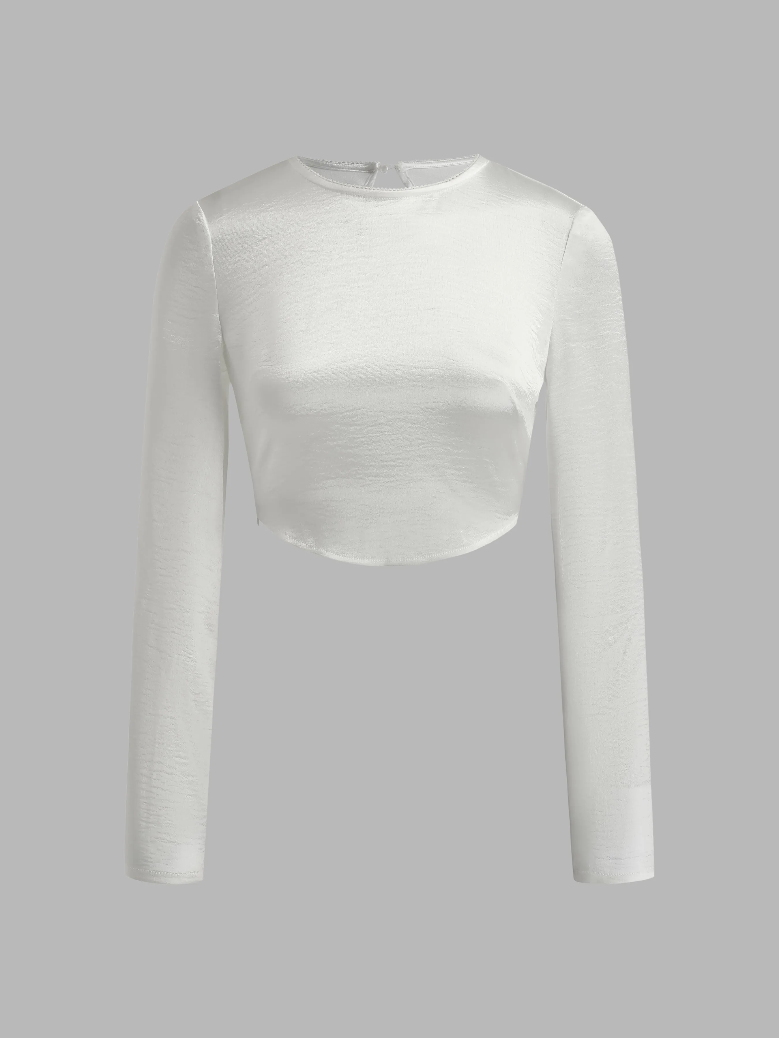 Satin Round-Neck Long-Sleeve Top sold by Aha Selected product image thumbnail 2