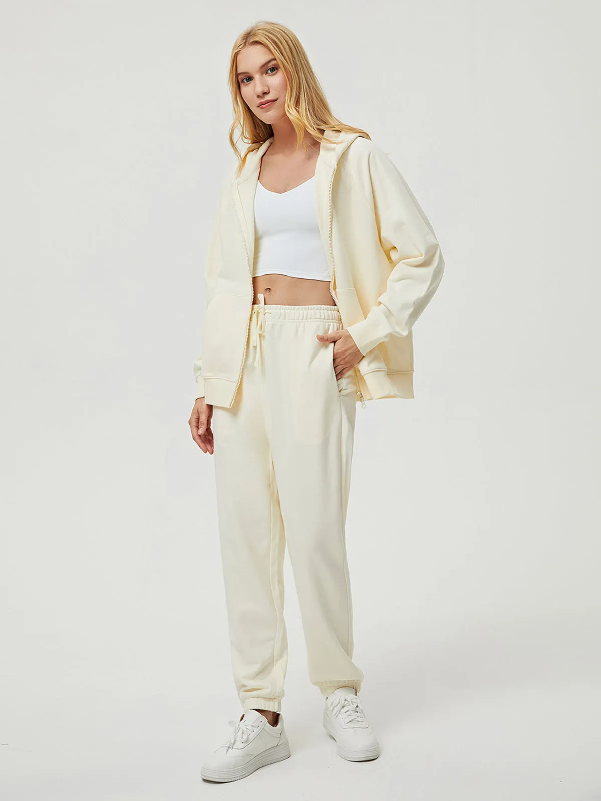 Terry Fleece Cloud Nine Zip Hoodie-Warm White sold by Aha Selected product image thumbnail 2