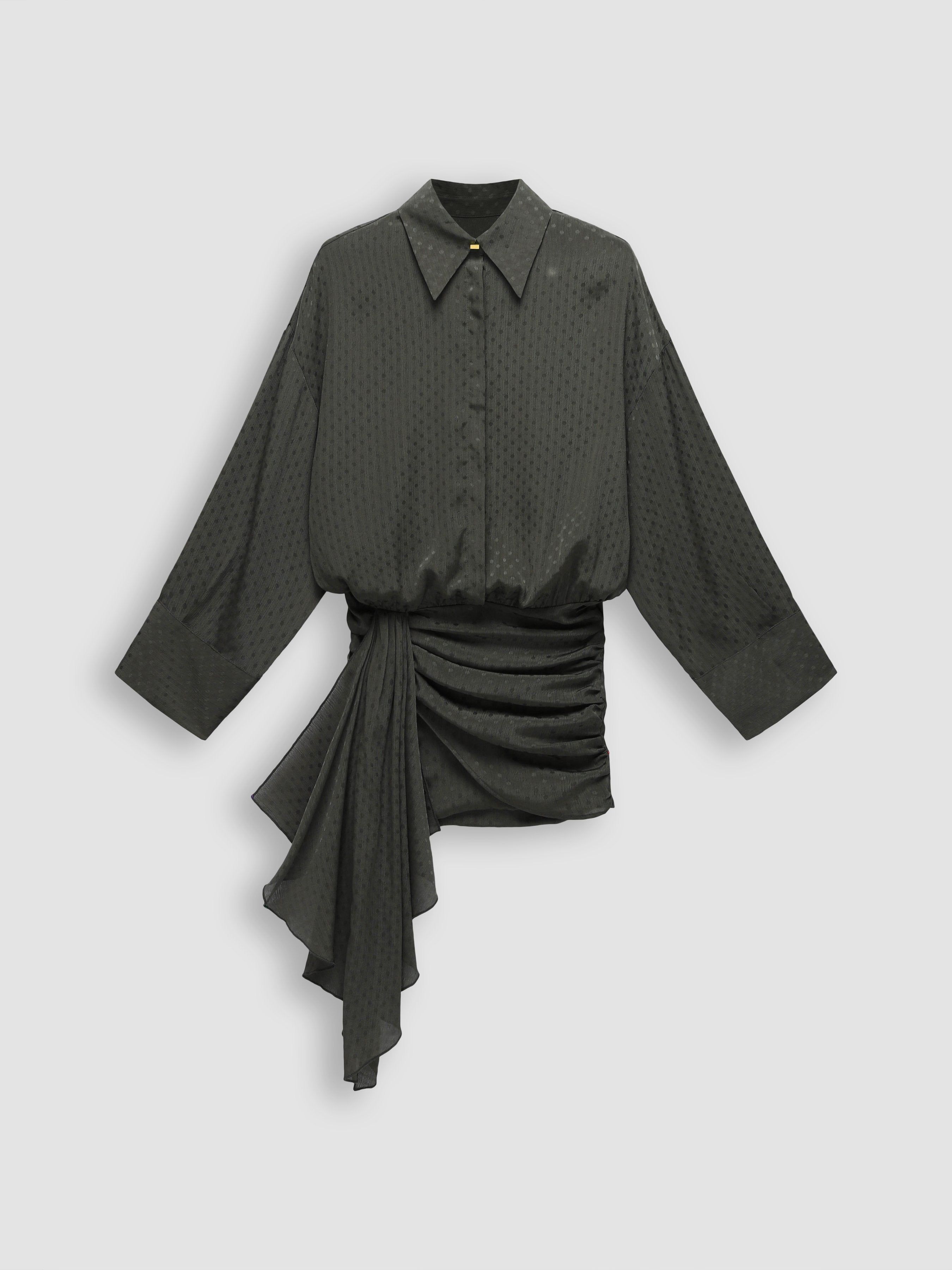 Floral Jacquard Shirt Dress sold by Aha Selected