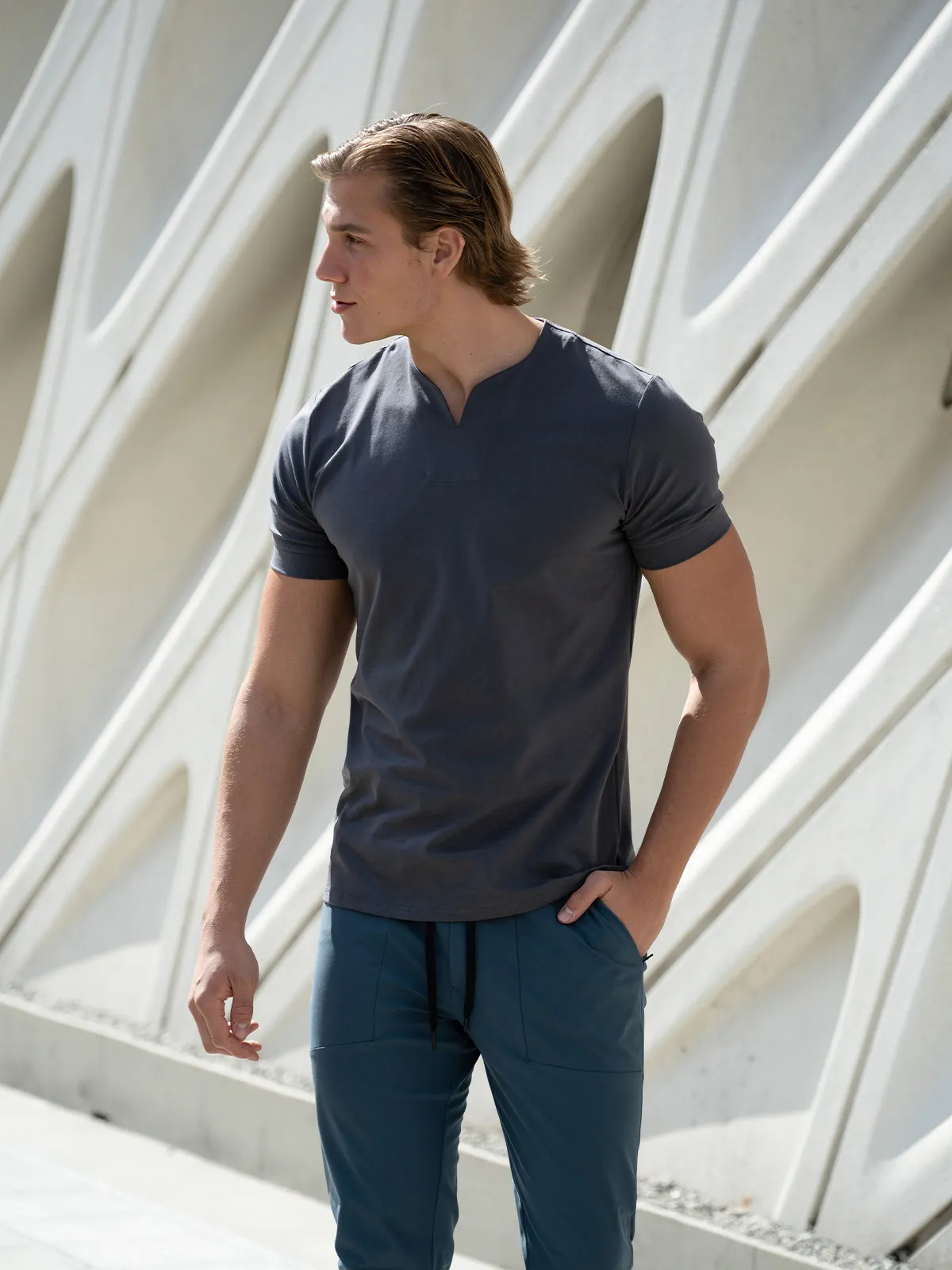 Society Cotton V-neck Short Sleeve sold by Aha Selected