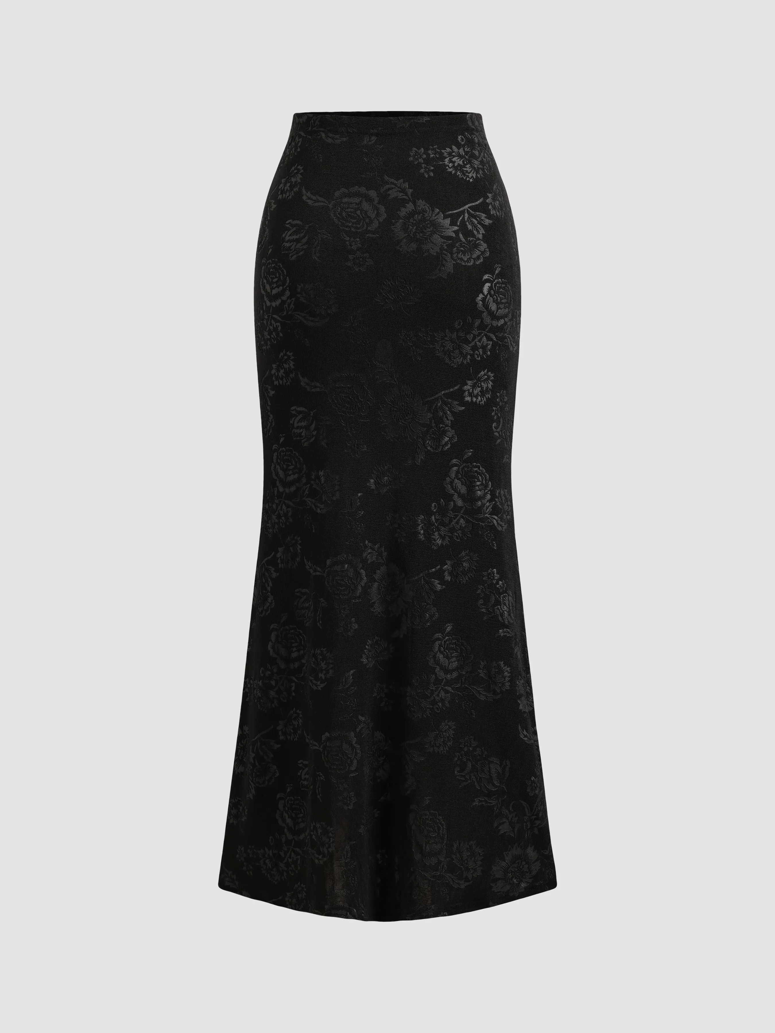Knitted Floral Pattern Fishtail Long Skirt sold by Aha Selected product image thumbnail 2