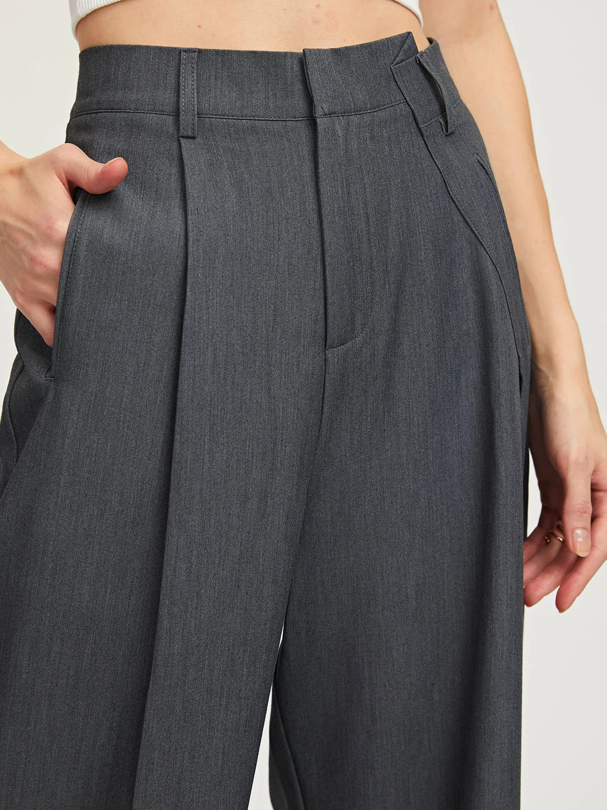 Irregular Waist Wide-Leg Suit Pants sold by Aha Selected product image thumbnail 4