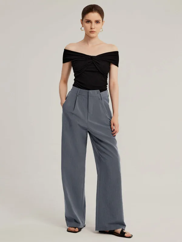 Irregular Waist Wide-Leg Suit Pants sold by Aha Selected