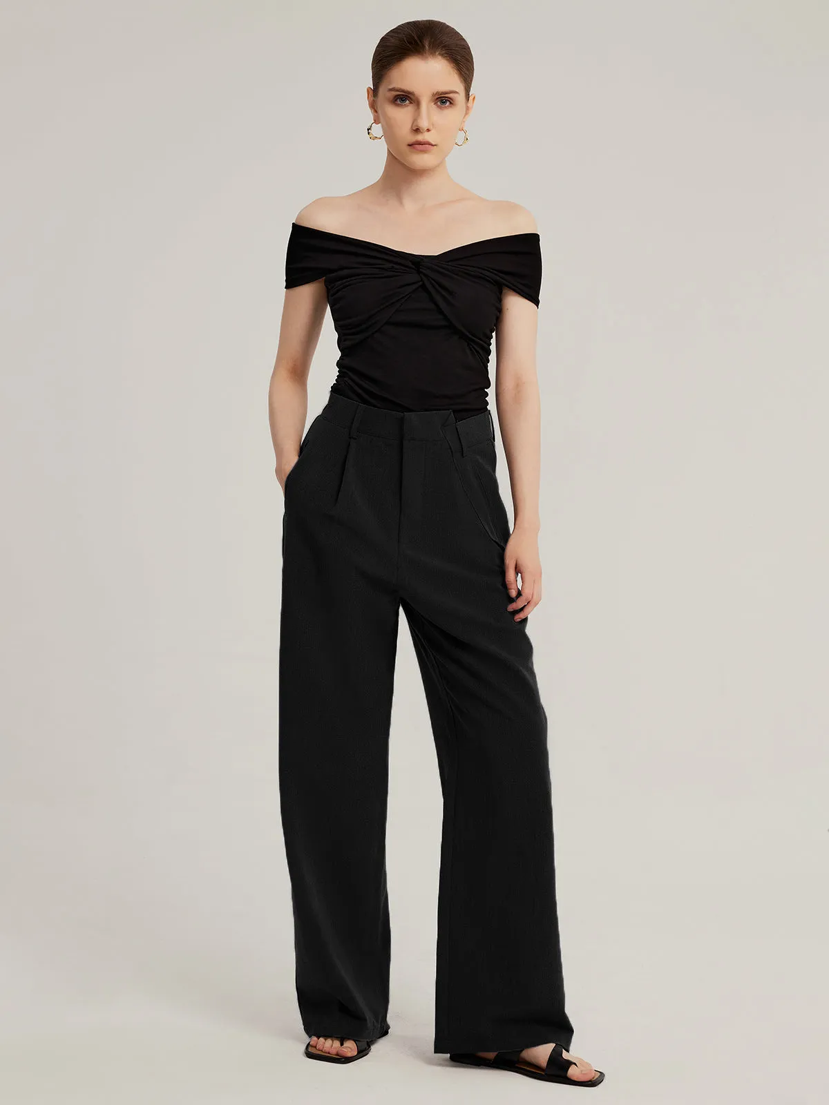 Irregular Waist Wide-Leg Suit Pants sold by Aha Selected product image thumbnail 5