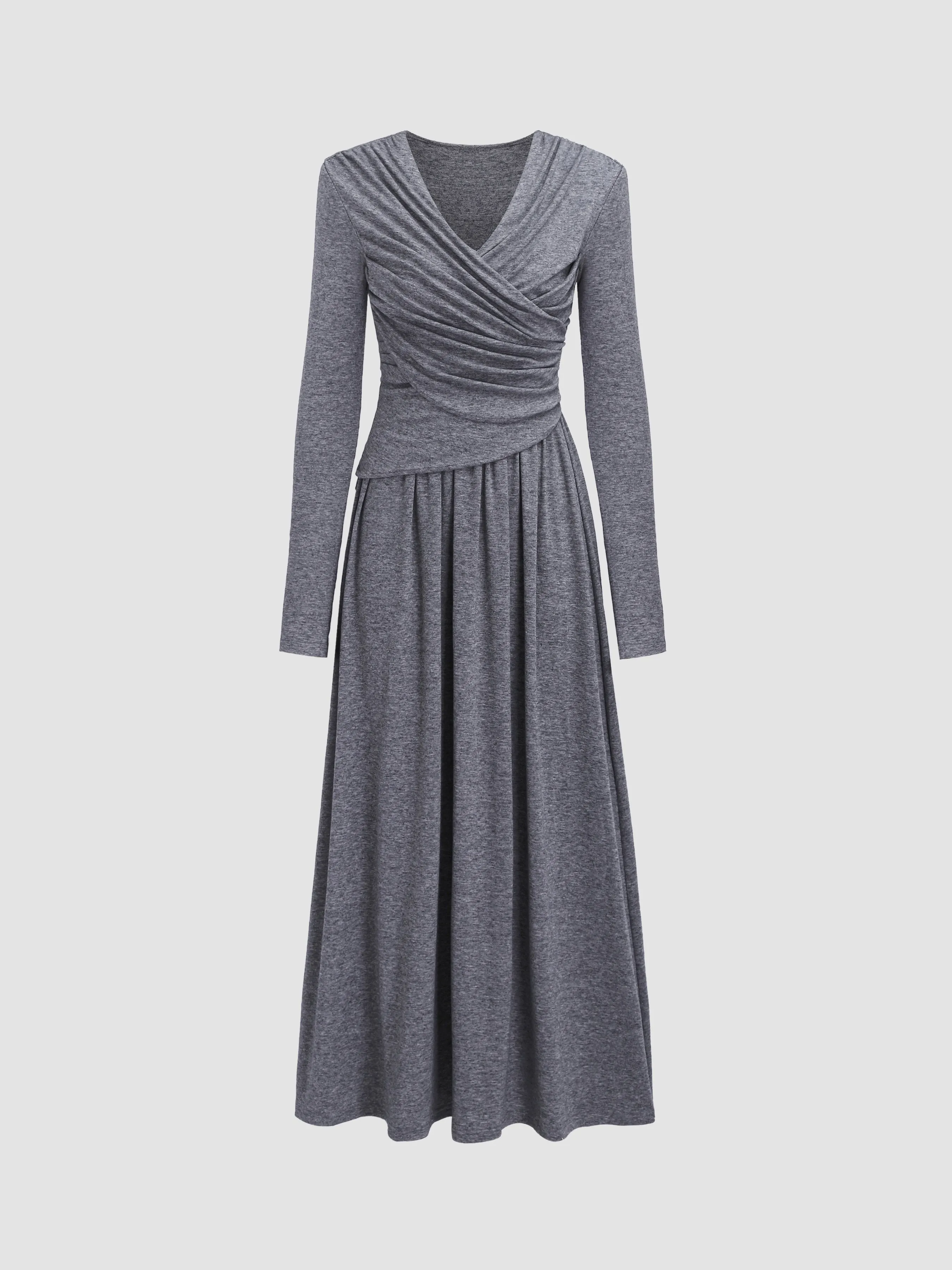 V-Neck Long Sleeve Wrap Dress sold by Aha Selected