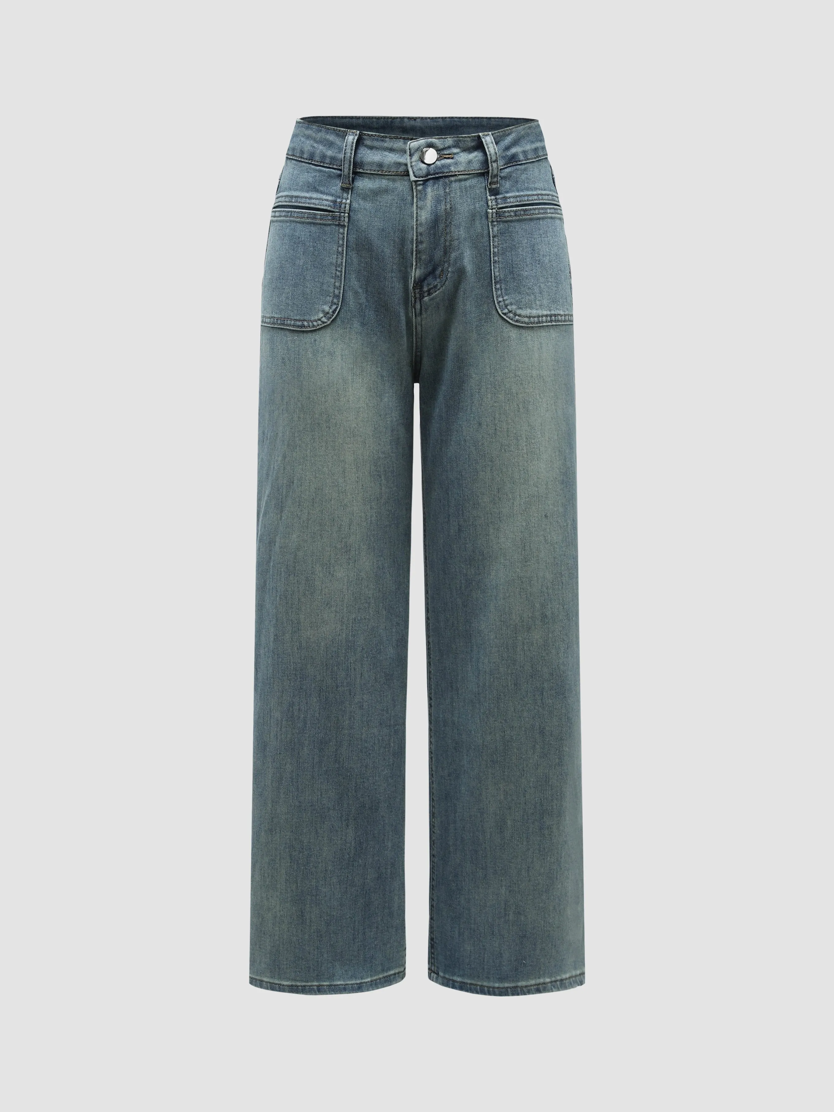 Wide-Leg Front Pockets Denim Jeans With Belt sold by Aha Selected product image thumbnail 3