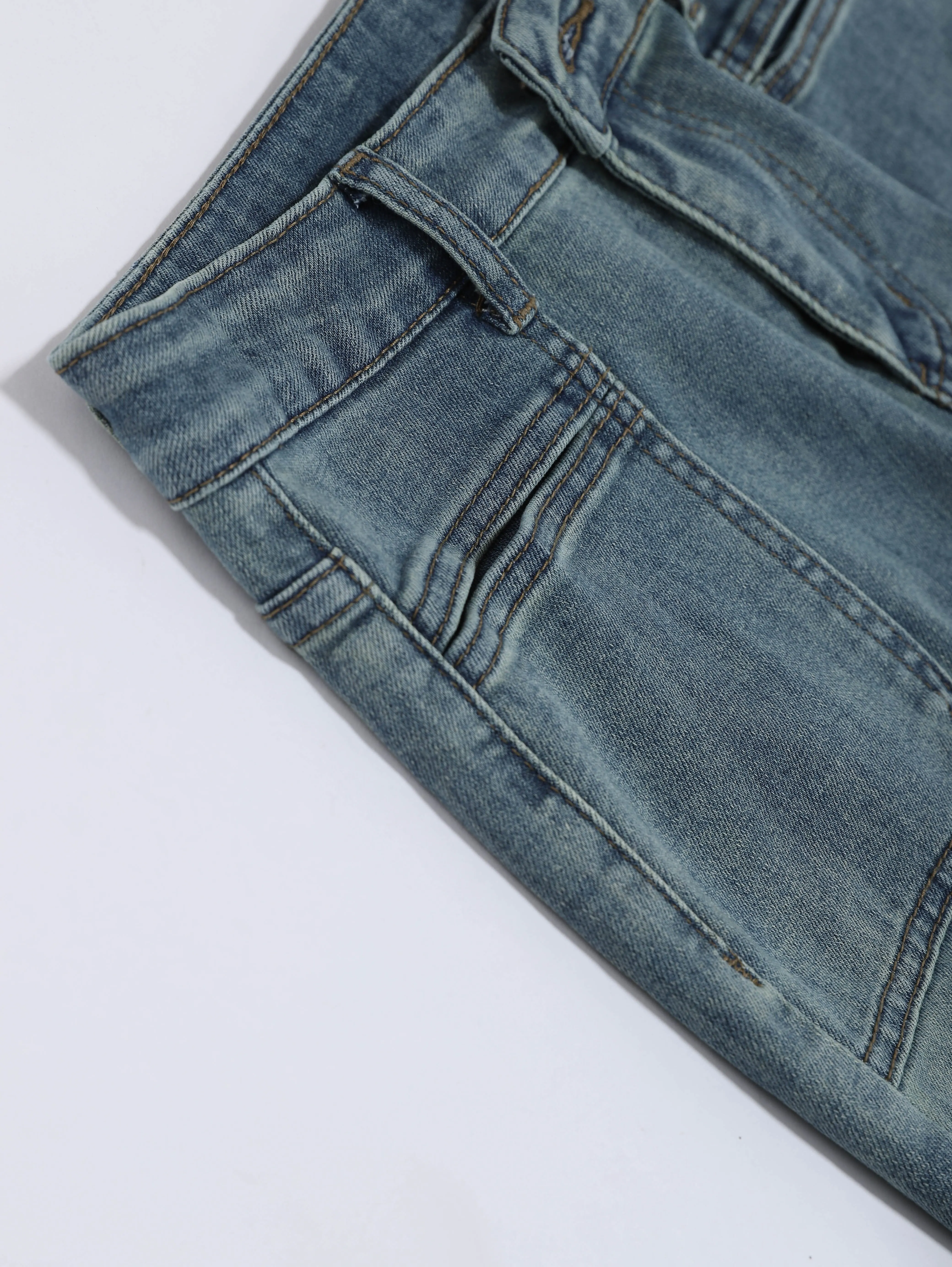 Wide-Leg Front Pockets Denim Jeans With Belt sold by Aha Selected product image thumbnail 4