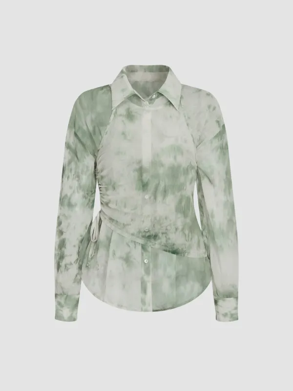 Tie-dye Ruched See-through Two-piece Shirt sold by Aha Selected