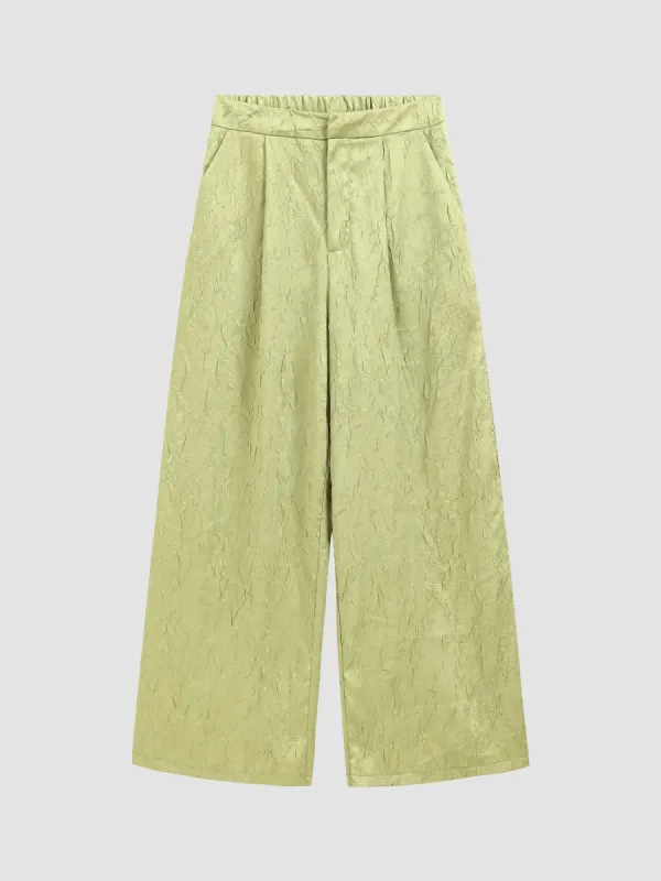 Textured Satin Pleated Wide Leg Pants made by Aha Selected