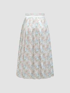 Flowy Floral High-Waisted Pleated Maxi Skirt sold by Aha Selected