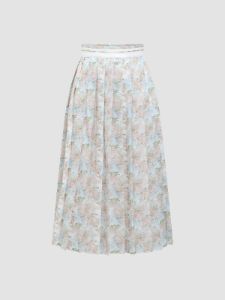 Flowy Floral High-Waisted Pleated Maxi Skirt sold by Aha Selected