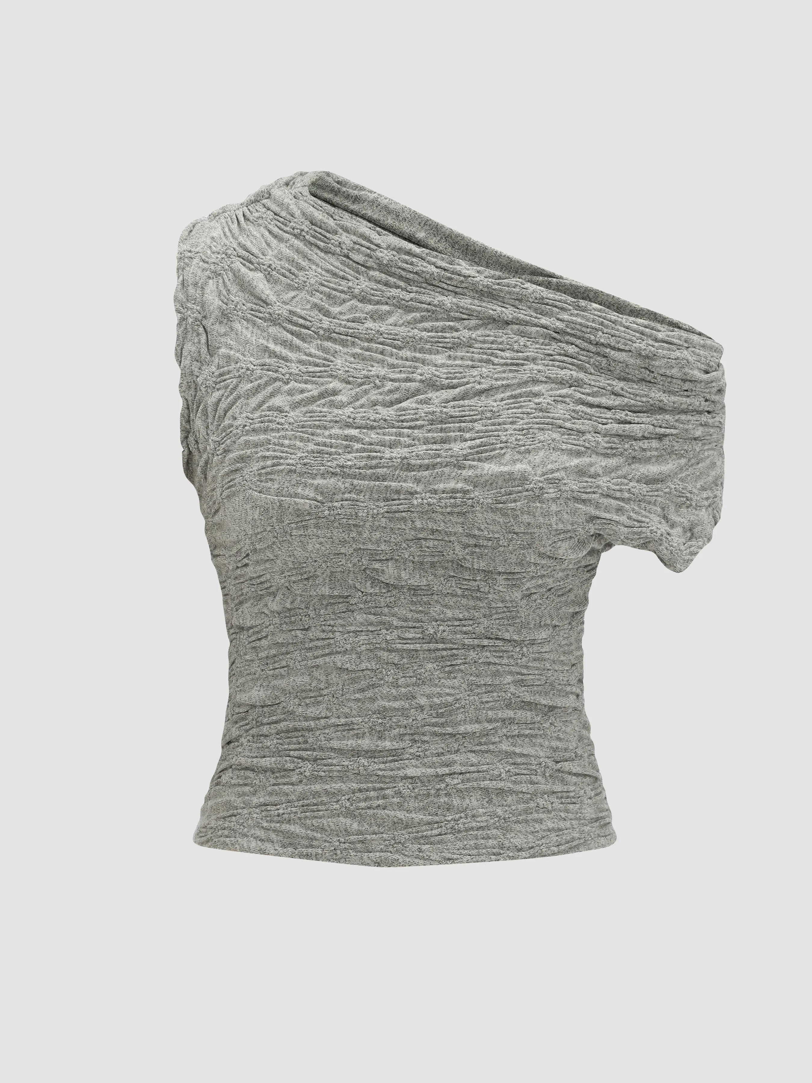 Textured Knit Off-Shoulder Top sold by Aha Selected