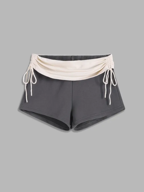 Colorblock Drawstring High-Waisted Casual Pants sold by Aha Selected