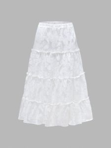 Jacquard Puff Sleeve Midi Skirt sold by Aha Selected