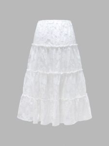 Jacquard Puff Sleeve Midi Skirt sold by Aha Selected