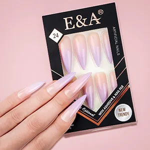 24pcs Gradient Color Pearly-lustre Trapeziop Fake Nail sold by Aha Selected product image thumbnail 3