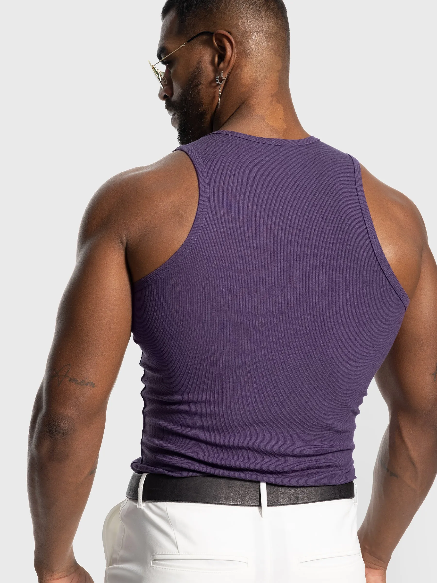 Ribbed Stretch Tank Top Curved Hem sold by Aha Selected product image thumbnail 3