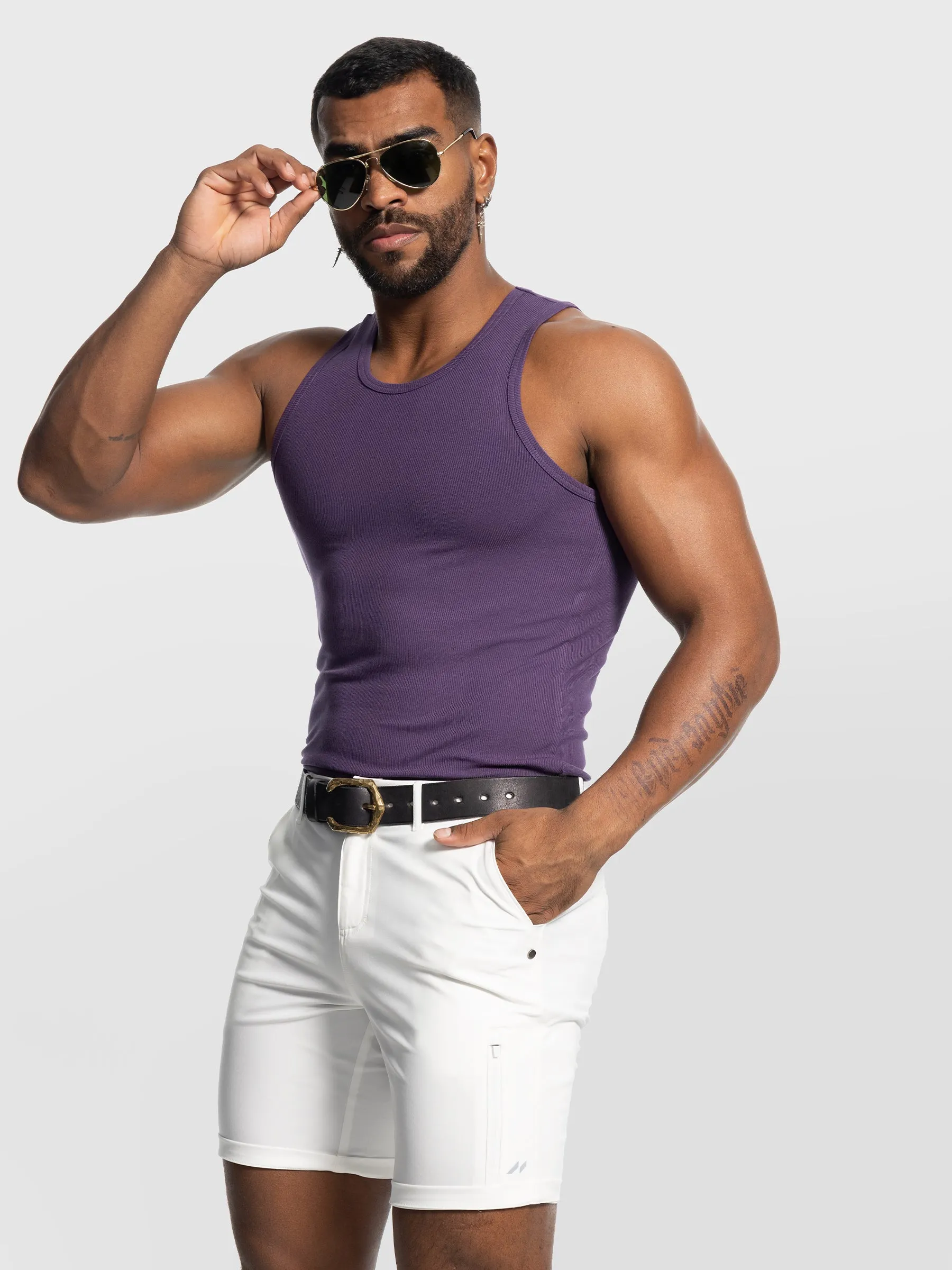 Ribbed Stretch Tank Top Curved Hem sold by Aha Selected product image thumbnail 4